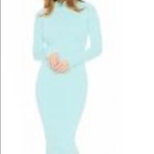 Naked Wardrobe Mint Color Long Sleeve Lined Dress